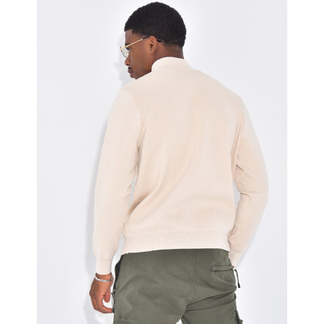 Pull fin à col zippé