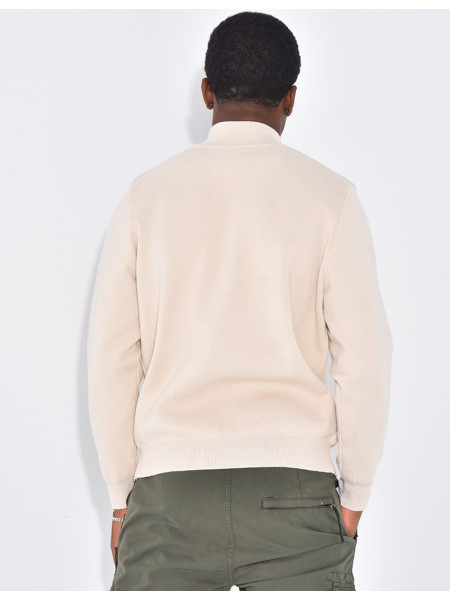 Pull fin à col zippé