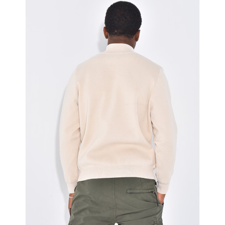 Pull fin à col zippé
