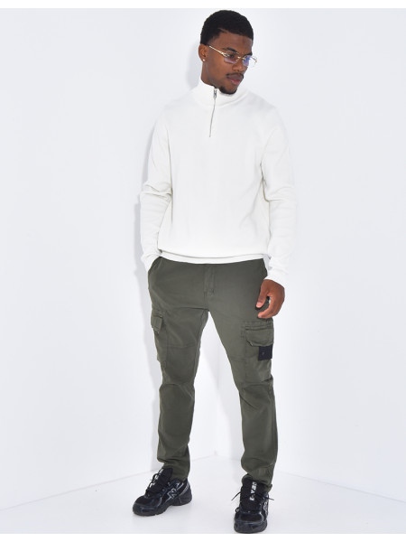 Pull fin à col zippé