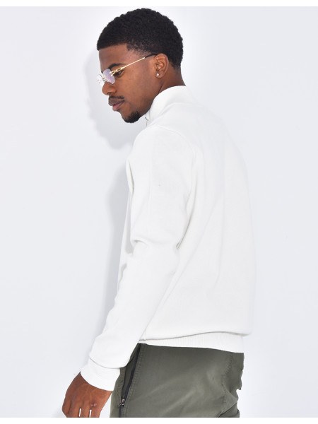 Pull fin à col zippé