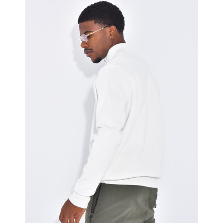 Pull fin à col zippé