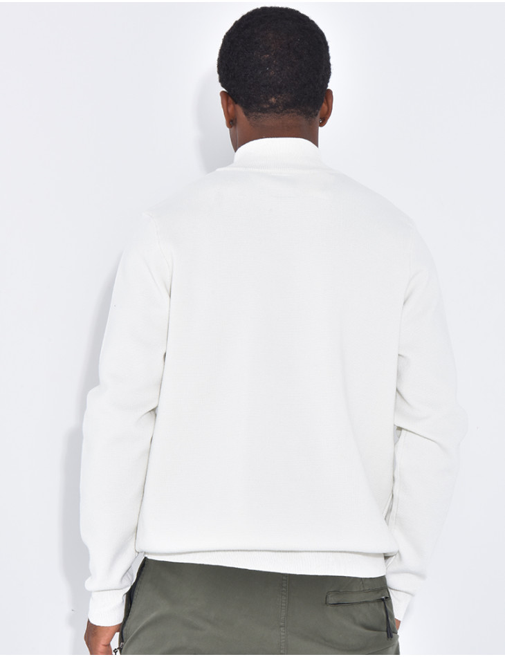 Pull fin à col zippé