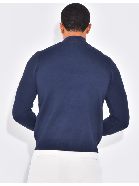 Pull fin à col zippé