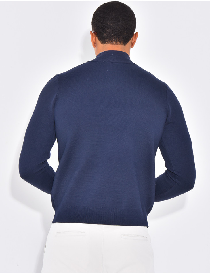 Pull fin à col zippé
