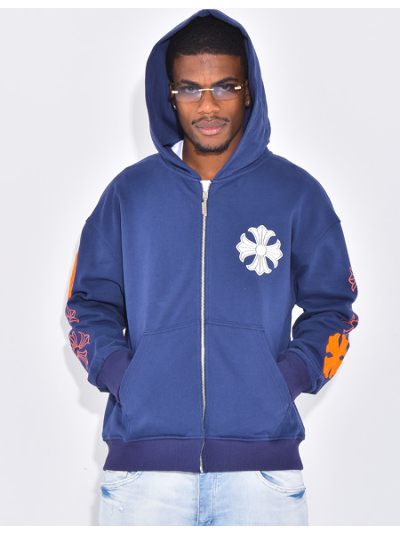 Veste à capuche motifs fleurs