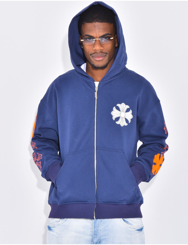 Veste à capuche motifs fleurs