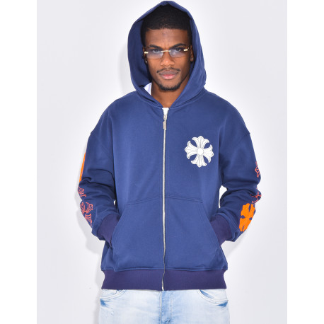 Veste à capuche motifs fleurs