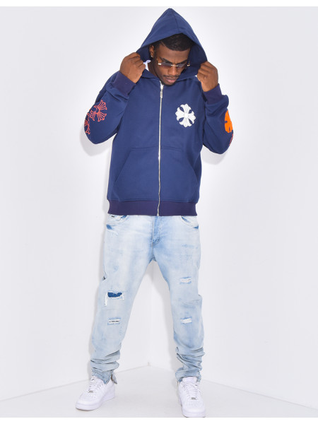 Veste à capuche motifs fleurs