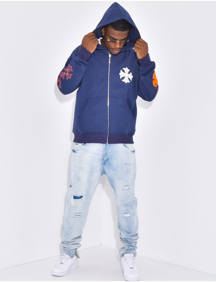 Veste à capuche motifs fleurs