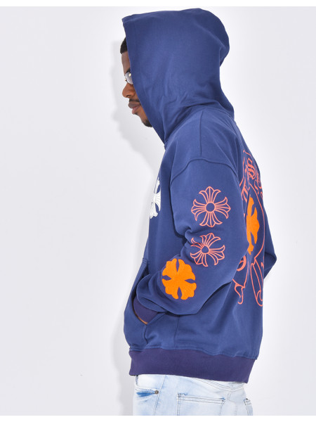 Veste à capuche motifs fleurs