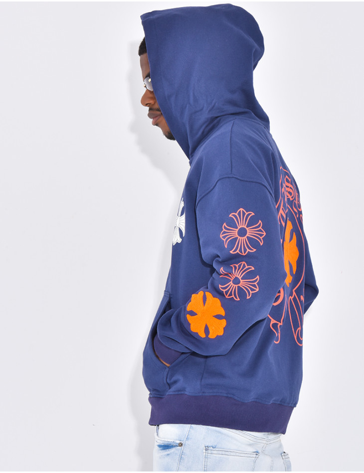 Veste à capuche motifs fleurs