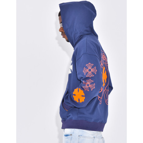 Veste à capuche motifs fleurs