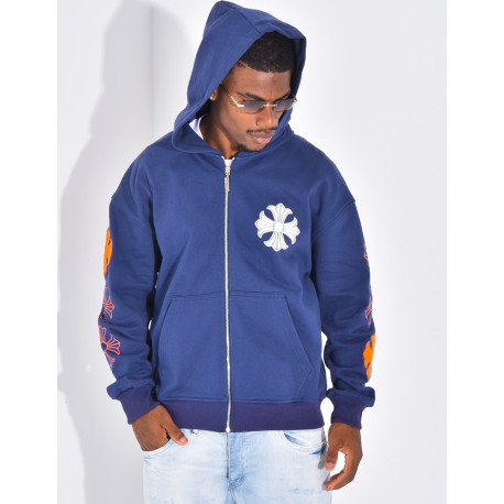 Veste à capuche motifs fleurs