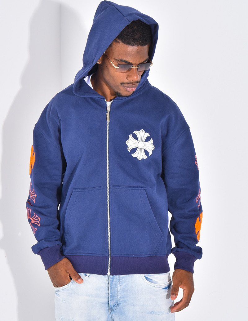 Veste à capuche motifs fleurs