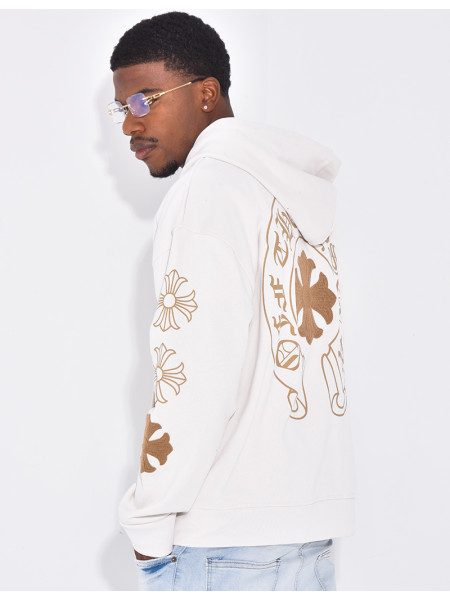 Veste à capuche motifs fleurs