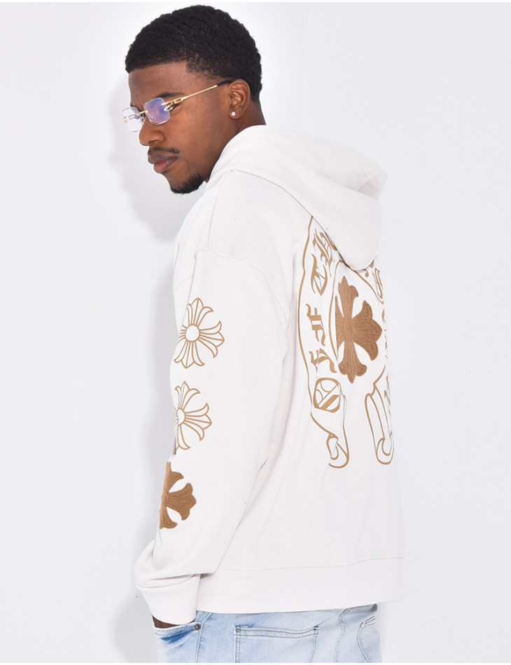 Veste à capuche motifs fleurs