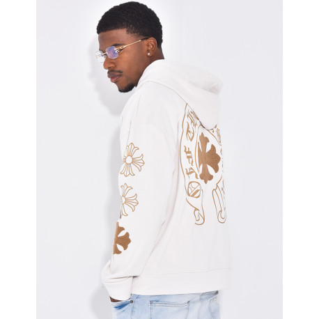 Veste à capuche motifs fleurs