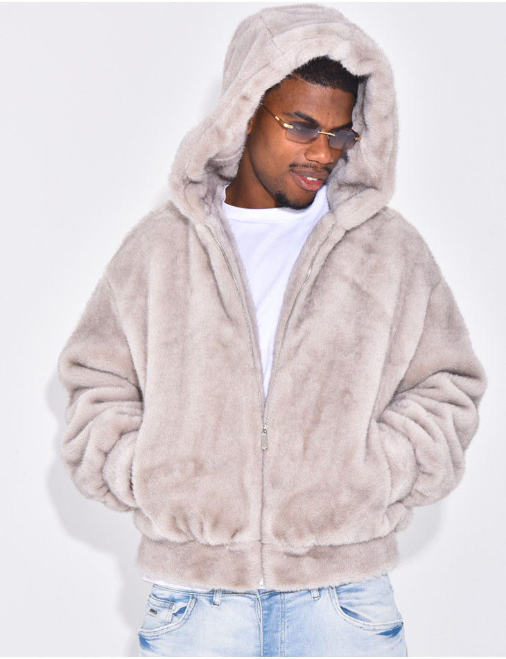 Fur hooded jacket