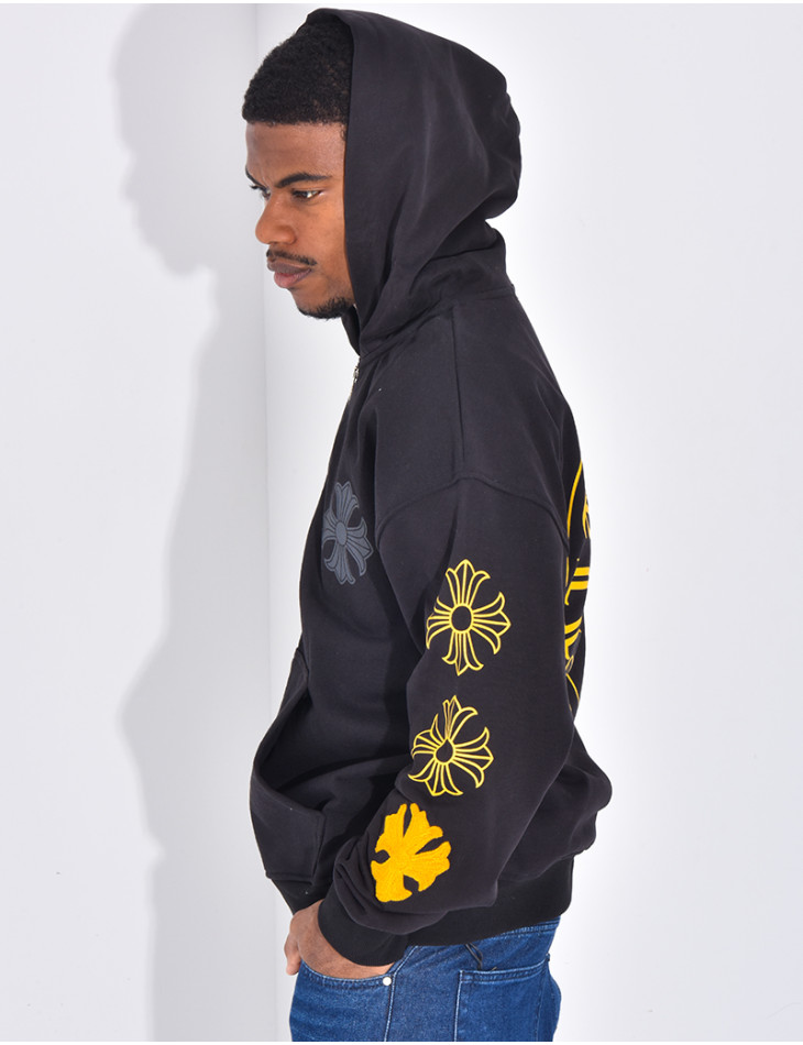 Veste à capuche motifs fleurs