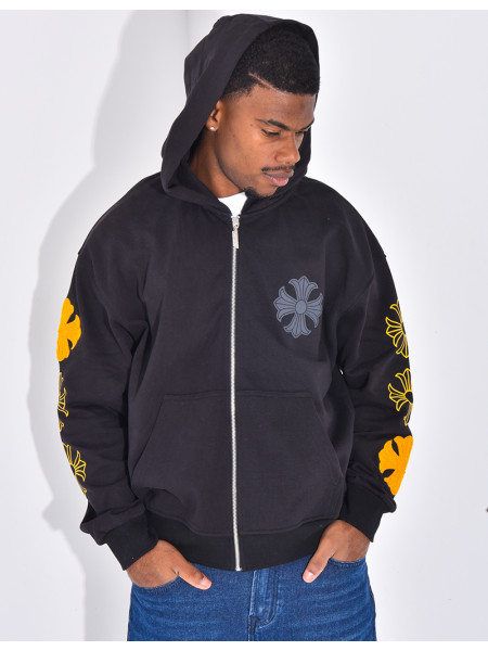 Veste à capuche motifs fleurs