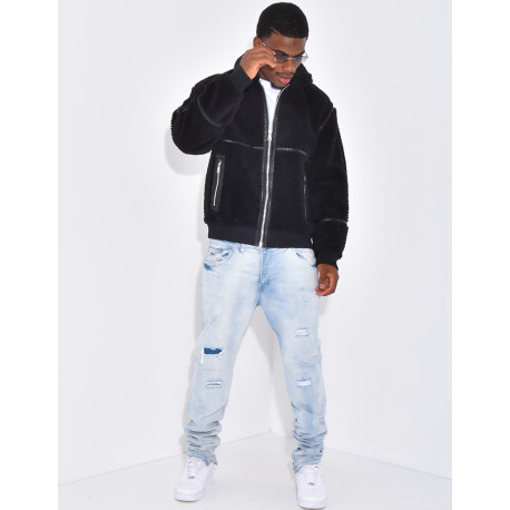 Plush bomber jacket