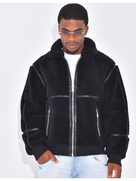 Plush bomber jacket