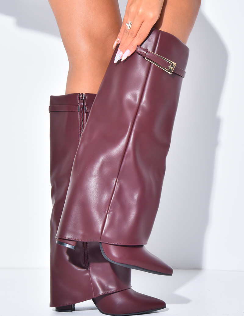 Faux leather boots with...