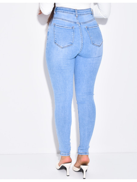 Jeans skinny taille haute stretchy délavé