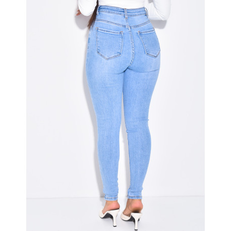 Jeans skinny taille haute stretchy délavé