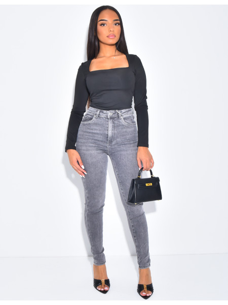 Jeans skinny taille haute stretchy délavé