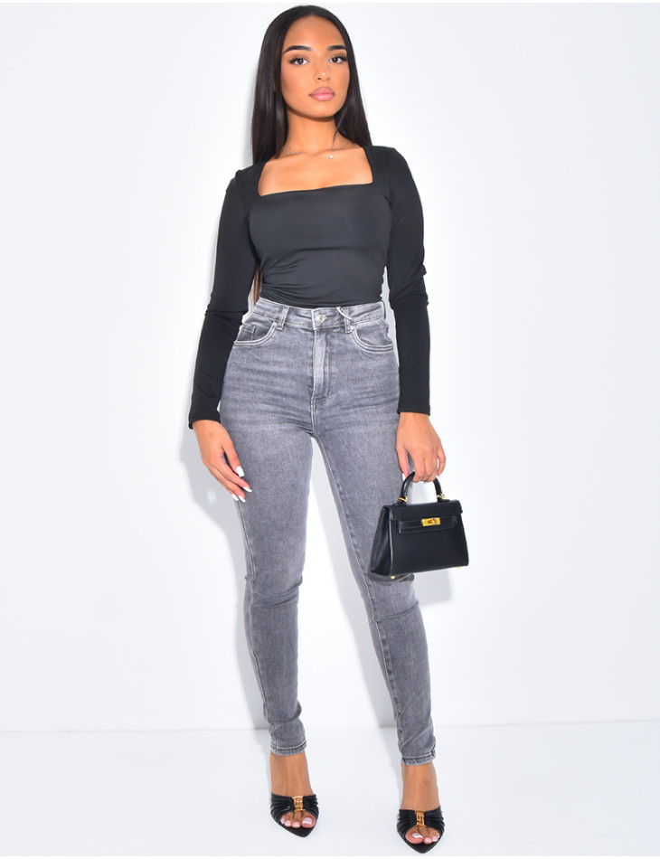 Jeans skinny taille haute stretchy délavé
