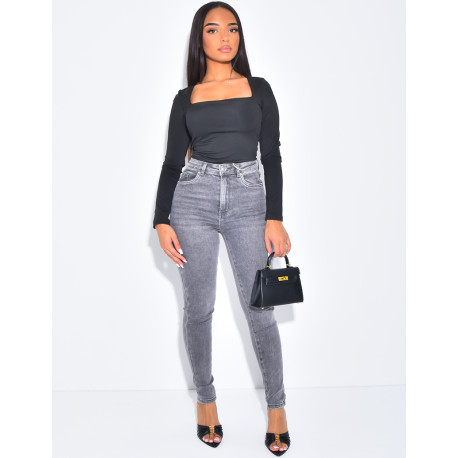 Jeans skinny taille haute stretchy délavé