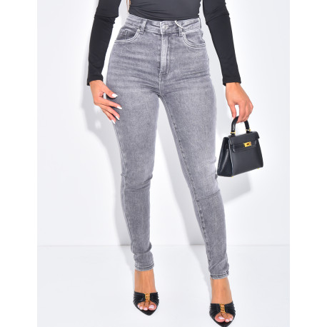 Skinny Jeans mit hoher Taille, Stretch und Waschung