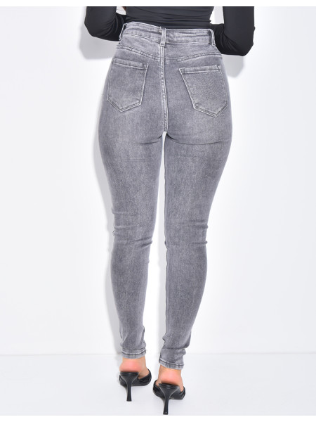 Jeans skinny taille haute stretchy délavé