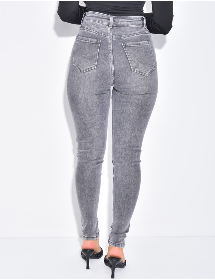 Jeans skinny taille haute stretchy délavé
