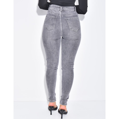Jeans skinny taille haute stretchy délavé