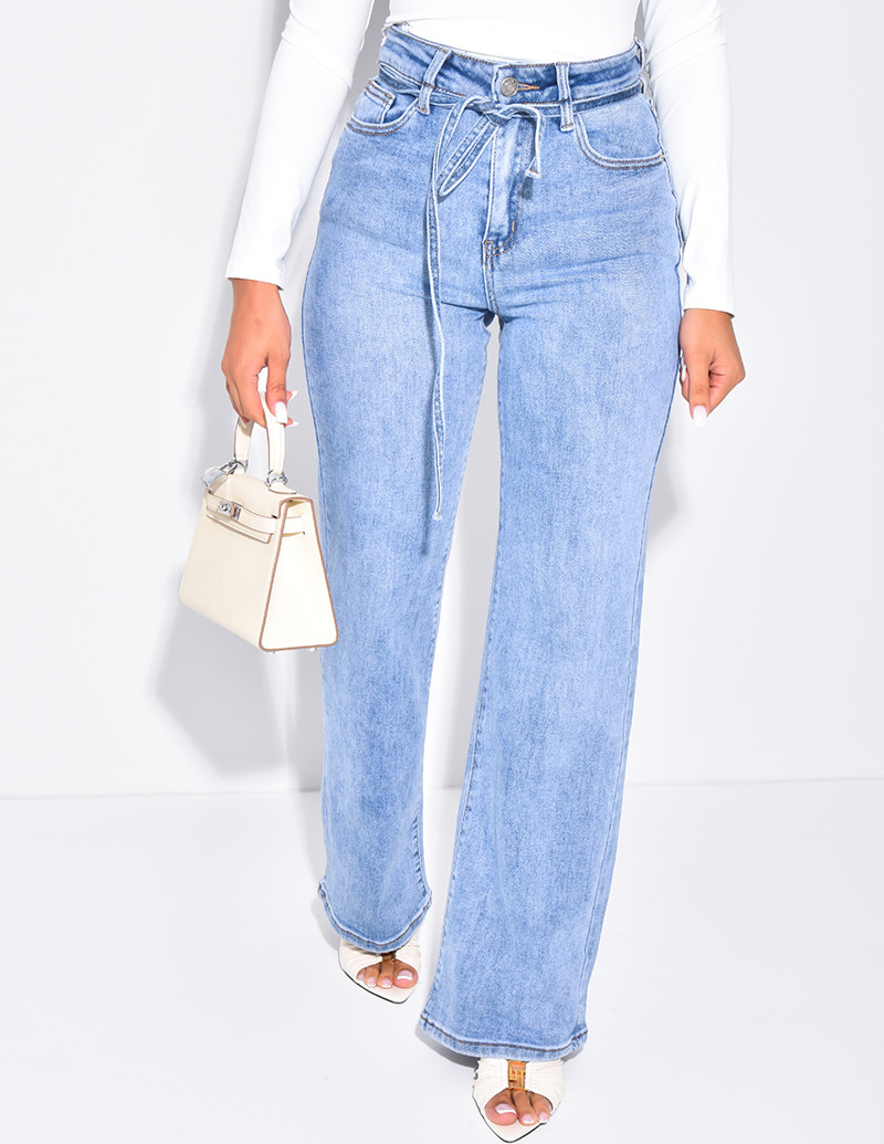 High-waisted straight-leg...