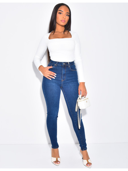 Jeans skinny taille haute stretchy délavé