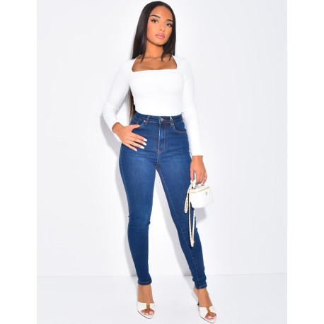 Jeans skinny taille haute stretchy délavé