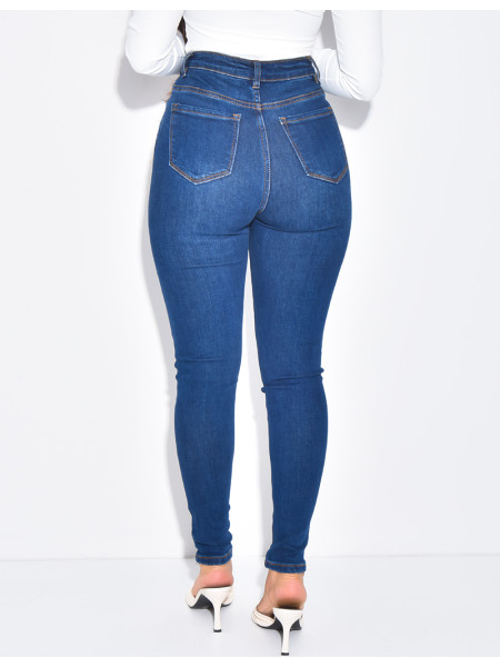 Jeans skinny taille haute stretchy délavé