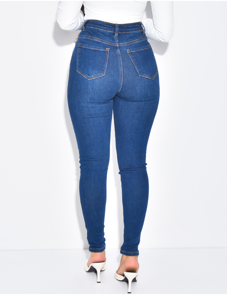 Jeans skinny taille haute stretchy délavé