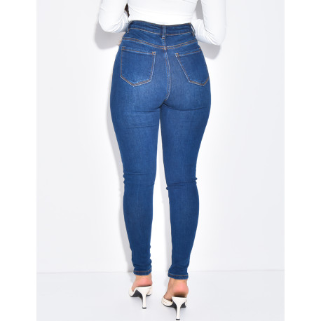Jeans skinny taille haute stretchy délavé