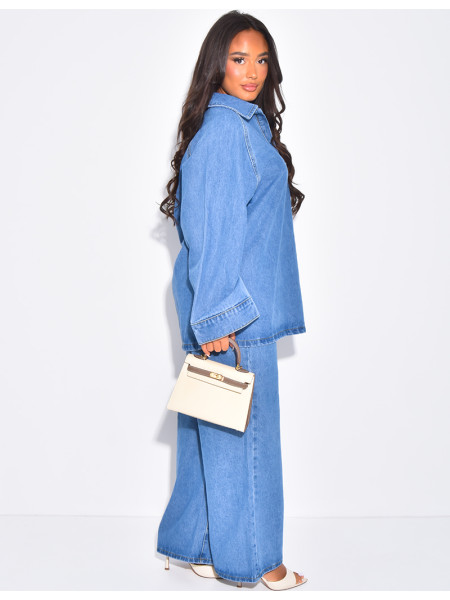 2-piece denim set with tunic and trousers