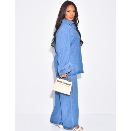 2-piece denim set with tunic and trousers