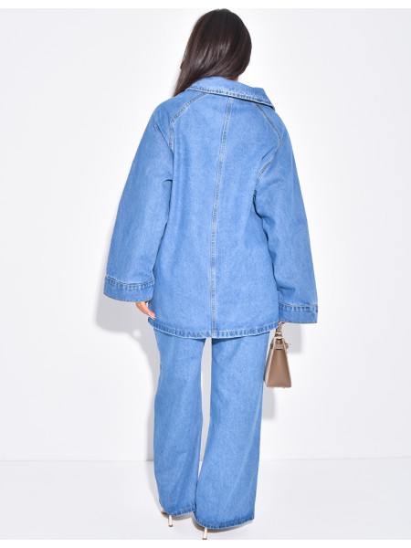 2-piece denim set with tunic and trousers