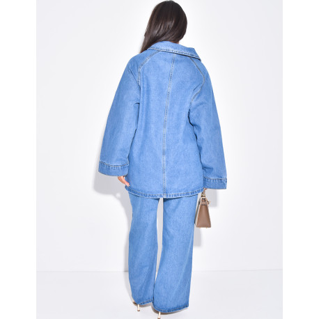 2-piece denim set with tunic and trousers