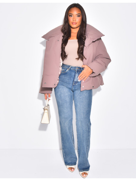 Oversized, enveloping down jacket with wide collar