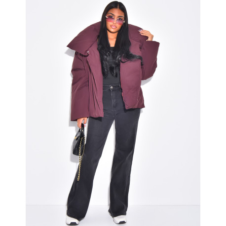 Oversized, enveloping down jacket with wide collar