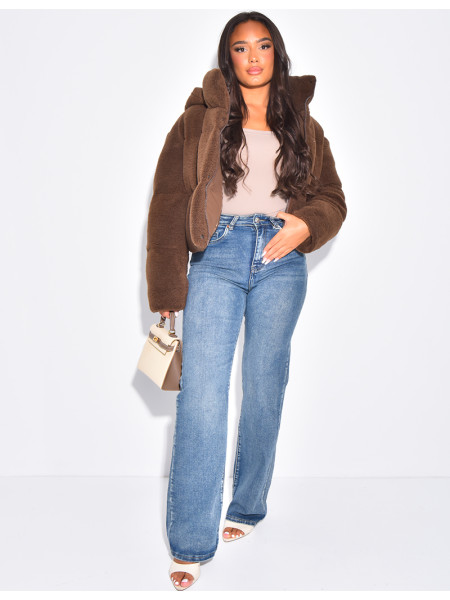 Short sheepskin down jacket